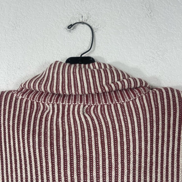 Rachel Zoe cowl neck sweater ribbed striped long sleeve size XS white burgundy - Picture 7 of 8